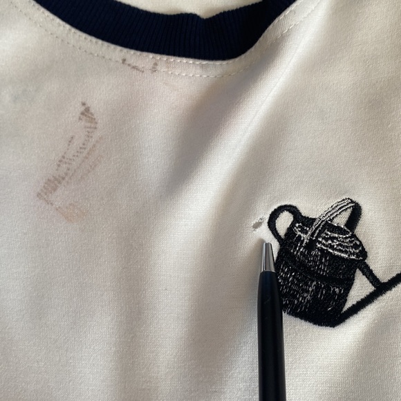 MONSE Watering Can High-Low Tee Crew Neck ShortSleeve Embroidered Pullover, Sz M - Picture 10 of 17